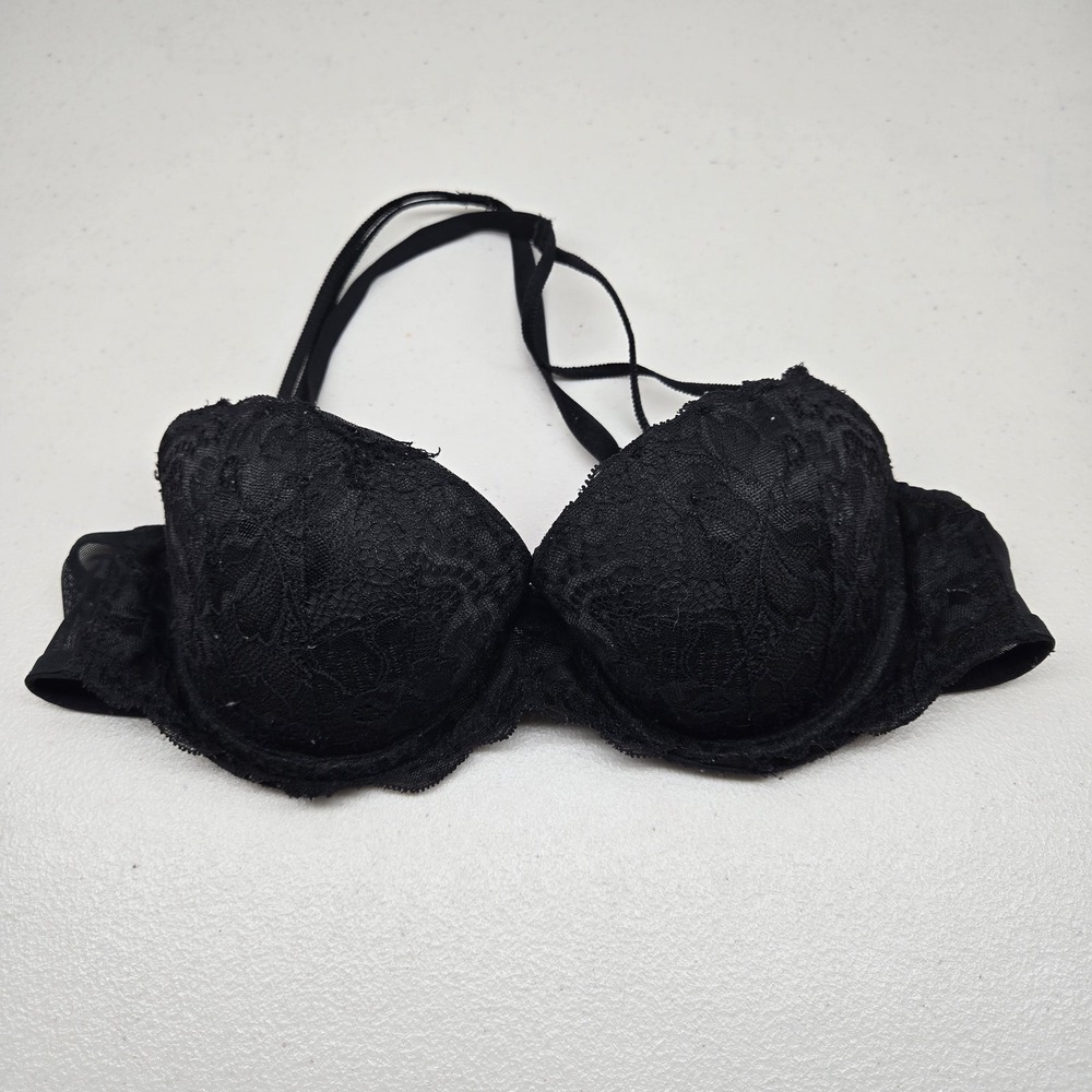 PINK‎ Women Bra 34B Black Lace Floral T Shirt Padded Underwired Lace
